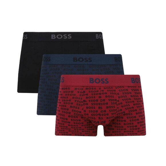 NIB BOSS Men's 3-Pack Trunks Boxer Shorts 2Design G Sz S Black Blue Red - Picture 1 of 6